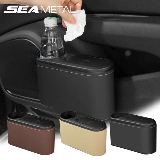 Car Rear Row Trash Can with Pressing Lid