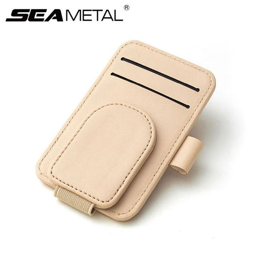 Magnetic PU Leather Sun Visor Glasses Holder