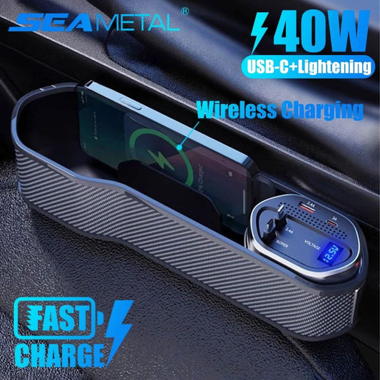 Wireless Charging Car Seat Gap Organizer