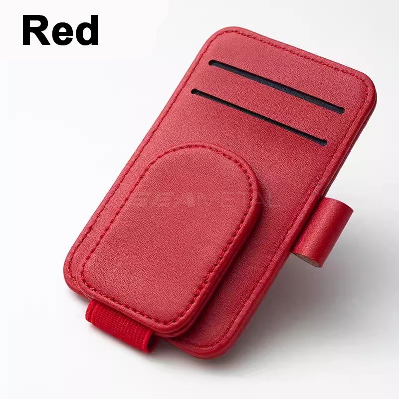 Magnetic PU Leather Sun Visor Glasses Holder