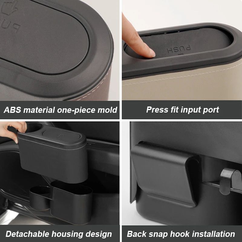 Car Rear Row Trash Can with Pressing Lid