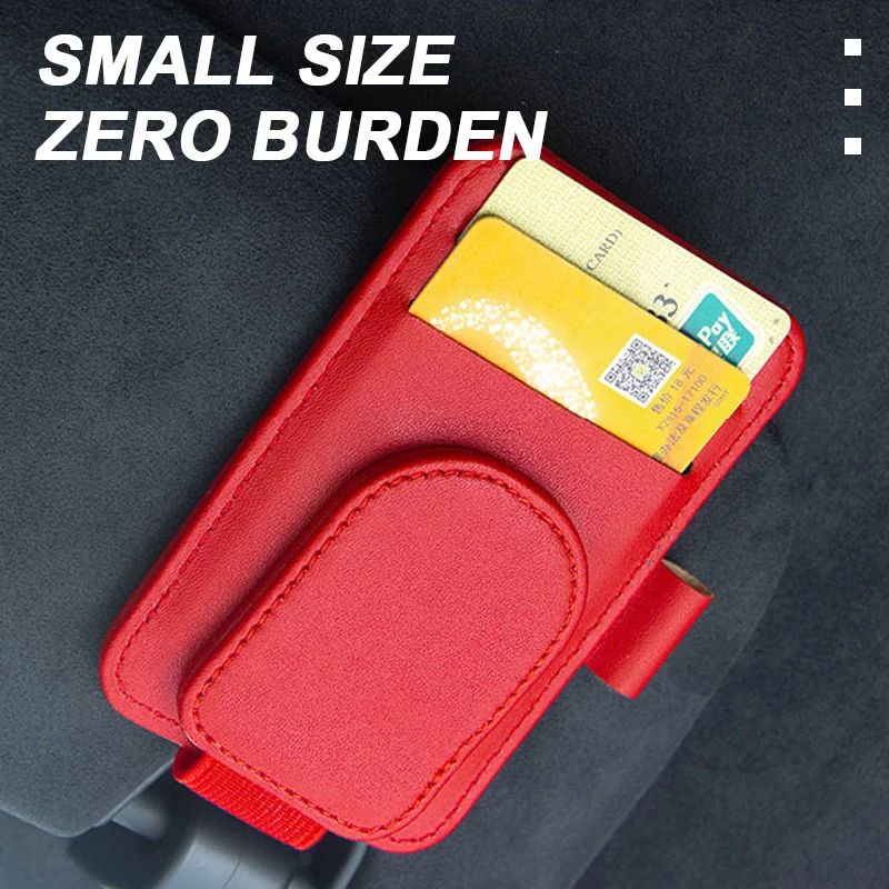 Magnetic PU Leather Sun Visor Glasses Holder