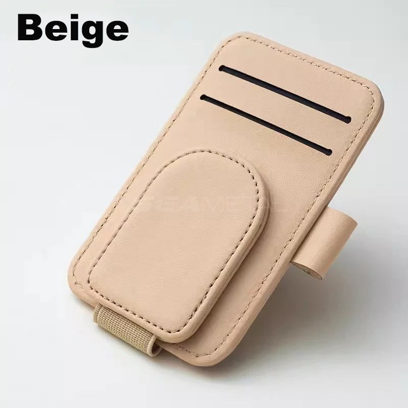 Magnetic PU Leather Sun Visor Glasses Holder