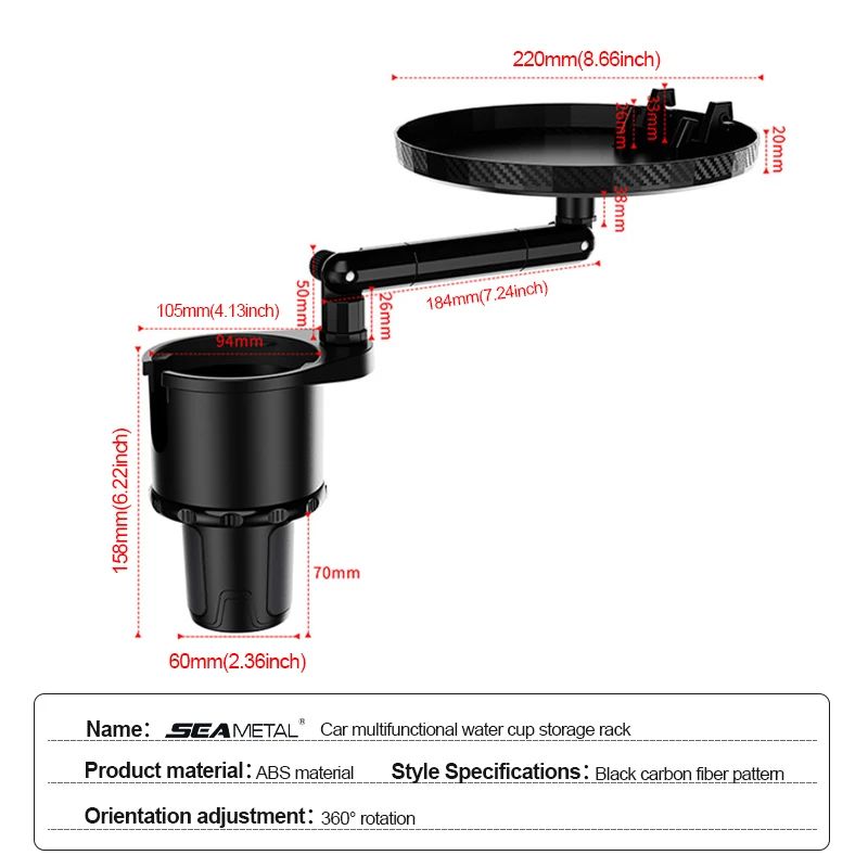 3-in-1 Car Cup Holder Extender with Tray