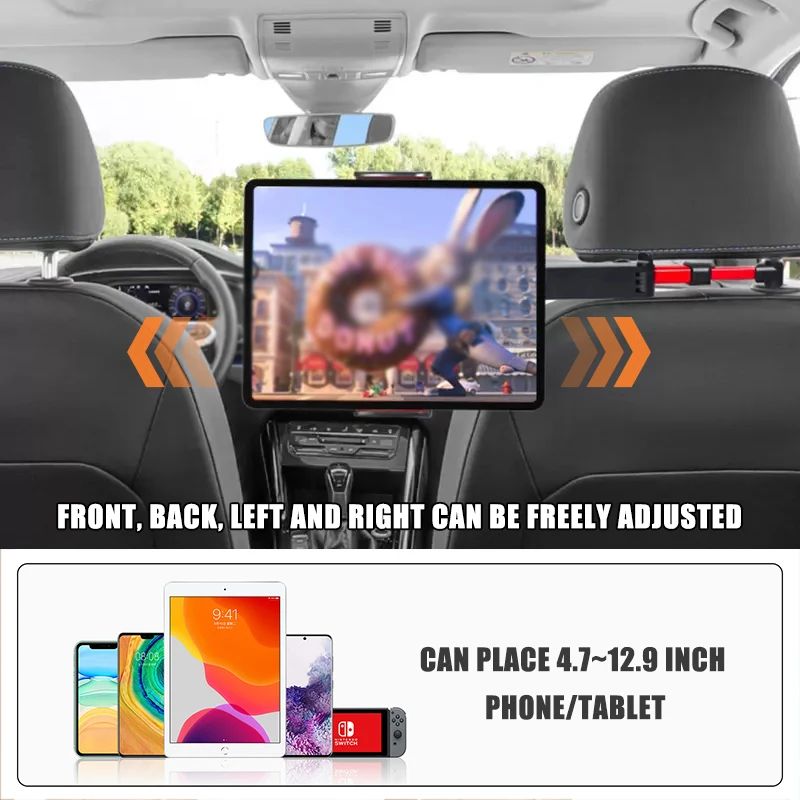 360° Rotating Car Headrest Tablet & Phone Holder