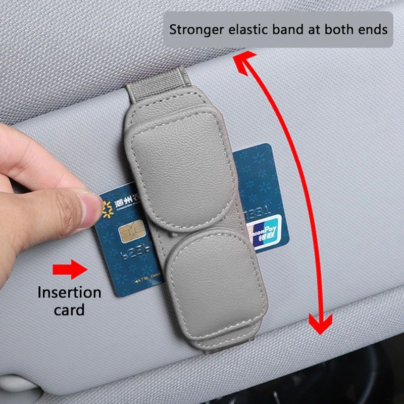 Cowhide Dual-Clip Glasses Holder for Car