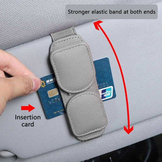 Cowhide Dual-Clip Glasses Holder for Car