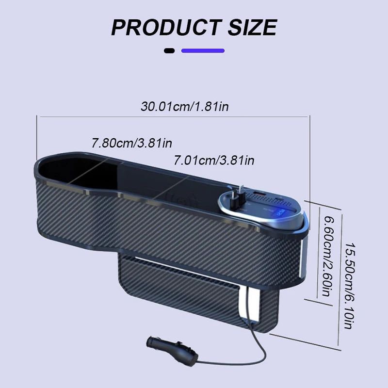 Wireless Charging Car Seat Gap Organizer